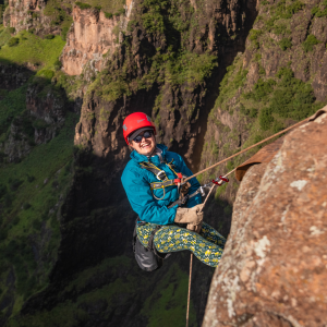 world record waterfall abseil at maletsunyane falls Semonkong Lodge